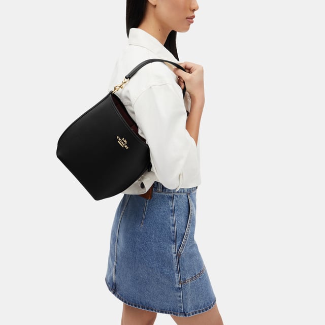 City Bucket Bag in Double Face Leather,  Length: 16.50 cm,  Width: 11.50 cm,  Height: 21.00 cm