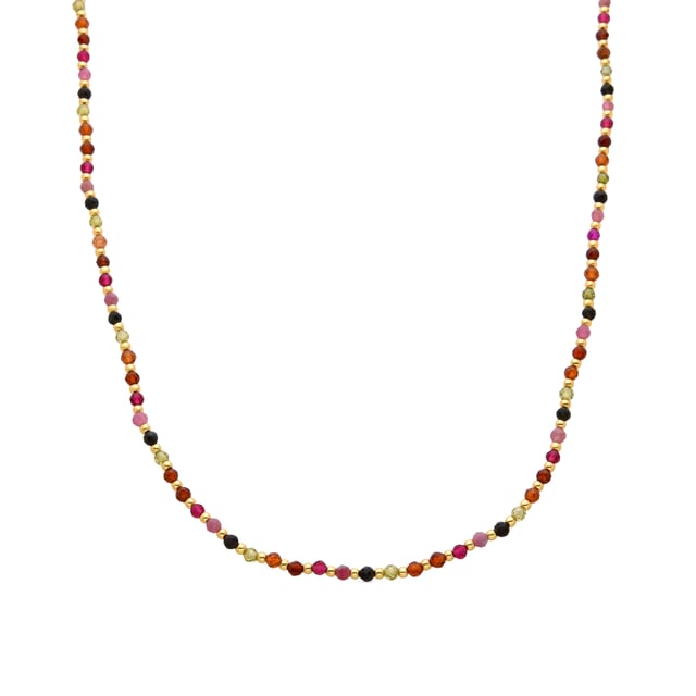 Collar Irfoa de Cristal Multicolor acabado oro 18k. África Moda te sumerge en un mundo de colores vibrantes, texturas exquisitas y diseños artesanales que reflejarán la esencia de tu espirítu.