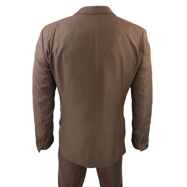 Indulge in Classic and Elegant Design with this men's 3-piece suit, featuring a timeless Brown color ideal for formal occasions. Product Design Bullet Points:  
Versatile Formal Attire: Suitable for weddings, business events, or special occasions, ensuring a sharp and well-dressed look.
 
Complete 3-Piece Set: Includes a jacket, vest, and trousers for a polished and coordinated outfit.
 
Premium Material: Crafted from high-quality materials for comfort and durability.
 
Tailored Fit: Offers a tailored fit that complements your body shape, enhancing your appearance and confidence.
 
Timeless Brown Color: Perfect for a classic and sophisticated look, suitable for various formal settings.  Â Made from a blend of 65% Polyester and 35% Viscose for a comfortable and stylish finishSizes	Jacket & Trouser Size
36R :	36" (Chest) 30" (Waist)
38R :	38" (Chest) 32" (Waist)
40R :	40" (Chest) 34" (Waist)
42R : 	42" (Chest) 36" (Waist)
44R :	44" (Chest) 38" (Waist)
46R : 	46" (Chest) 40" (Waist)
48R :	48" (Chest) 42" (Waist)
50R :	50" (Chest) 44" (Waist)
52R :	52" (Chest) 46" (Waist)
54R :	54" (Chest) 48" (Waist)