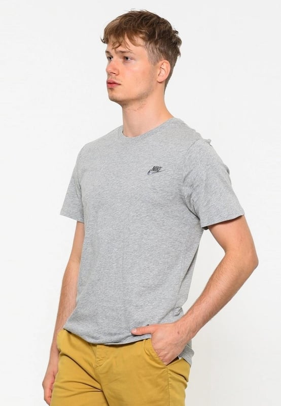 Nike Embroidered Futura T Shirt in Grey Heather Sliver Logo