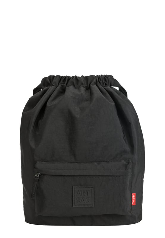 A medium-sized drawstring backpack made in crushed nylon fabric. This practical everyday backpack has plenty of space and multiple pockets for you to organise your essentials. Its lightweight and stylish design will complement any outfit. Ideal for heading to school, daily commuting or a weekend away. Features: , Artsac rubberised patch logo, Drawstring opening, Adjustable shoulder straps, Exterior front and back zipped pocket, Internal zip and slip pockets, Splash proof crushed nylon Style Ref: 50295 BLACK