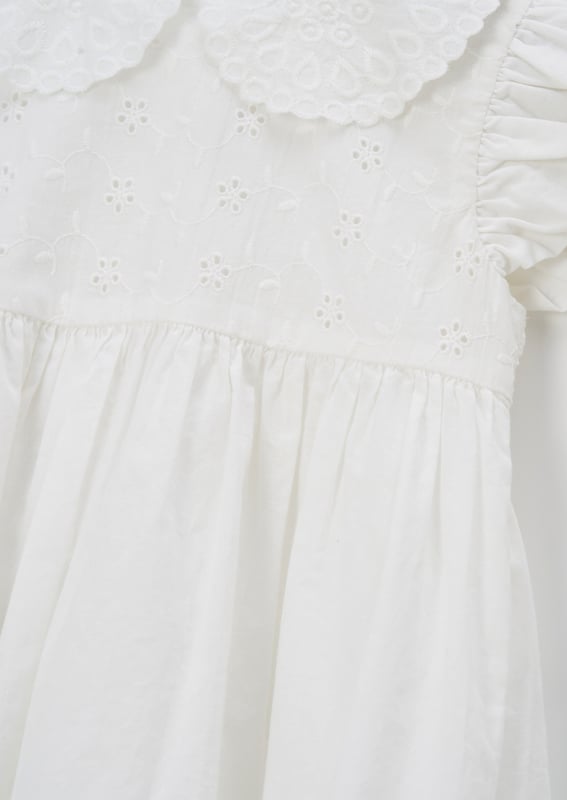 Add timeless appeal to baby's wardrobe with this classic dress. Crafted from pure crisp white cotton and cotton broderie. this dress is cut with a collar neckline and short sleeves. Baby-licious.. About Me: Shell: 100% Cotton Lining: 100% Cotton. Look After Me: Think Planet. Wash At 30C.