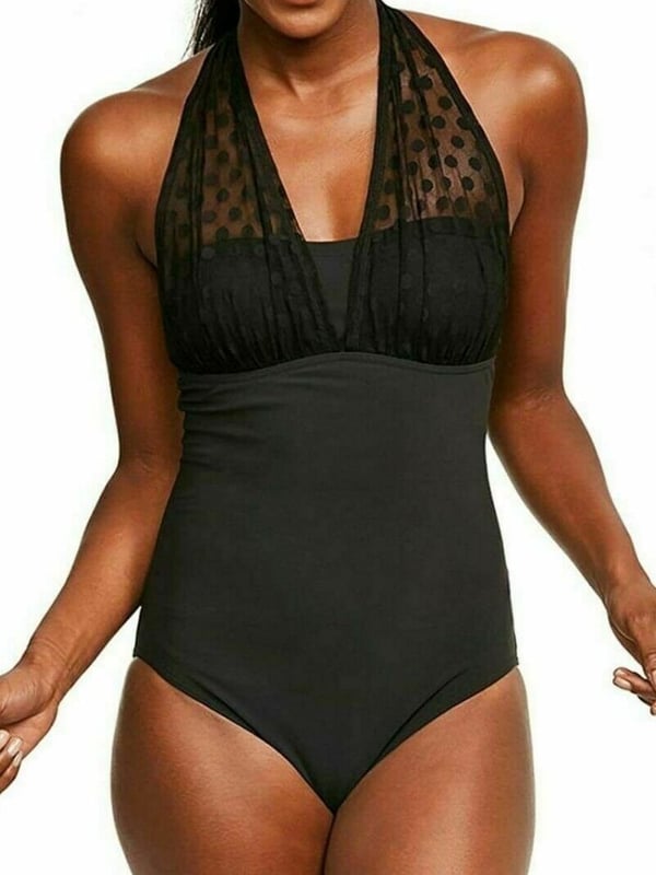Icon Spot Mesh Halter Neck Shaping Swimsuit