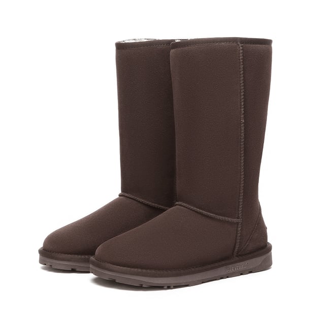 EVER AU Women Whistler Tall Classic Boots - Chocolate Classic never goes wrong! The height provides extra warmth for those who take it down seriously. With the upper made from high-quality cow suede, they are sure to last for many seasons.
Specification:
Cow Suede Upper
Sheepskin Wool Lining
Sheepskin Wool Insole
EVA Sole
Technologies:
Water & Stain Resistance Upper
Slip Resistance Outsole