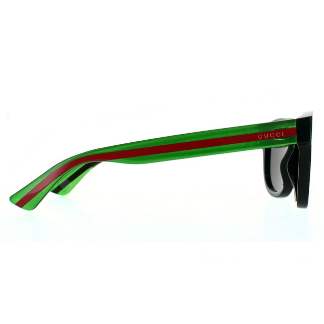 Gucci Rectangle Mens Black Green Grey Grey Sunglasses Gucci are a simple classy style with some versions featuring the Gucci striped colours down the arms of these classic D-frame sunglasses..