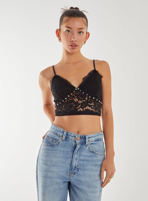 Lace Multi Coloured Embellished Bralette