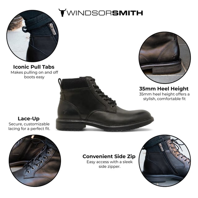 Las botas Windsorsmith Sergio son el epítome de la sofisticación casual, confeccionadas con cuero de vaca encerado/aceite desgastado. Con un refuerzo lateral elástico y una cómoda lengüeta en la parte posterior, estas botas Chelsea ofrecen un fácil acceso para ponerse y quitarse. El acabado resistente La puntera redonda y la suela liviana garantizan comodidad sin sacrificar el estilo. Cuero envejecido de primera calidad: confeccionado con cuero de vaca duradero, encerado/aceite para un encanto resistente. Forro cómodo sin cuero: brinda un tacto suave contra el pie para usarlo durante todo el día. Suela antideslizante confiable: Suela T.P.R diseñada para una tracción y estabilidad superiores, Diseño de fácil acceso: Cuenta con refuerzos elásticos de doble cara para poner y quitar sin esfuerzo, Elegante punta redonda: Forma clásica para una apariencia sofisticada, Práctica altura del talón: tacón de 25 mm para mayor elevación sin comprometer la comodidad. Conveniente lengüeta para tirar: ubicada en la parte posterior para una entrada rápida y fácil. Marca distintiva: adornada con el logotipo metálico de cabeza de toro de Windsorsmith en la lengüeta trasera, que muestra la calidad de la marca.
Estilo Chelsea versátil: un diseño atemporal que combina bien con varios conjuntos para cualquier ocasión