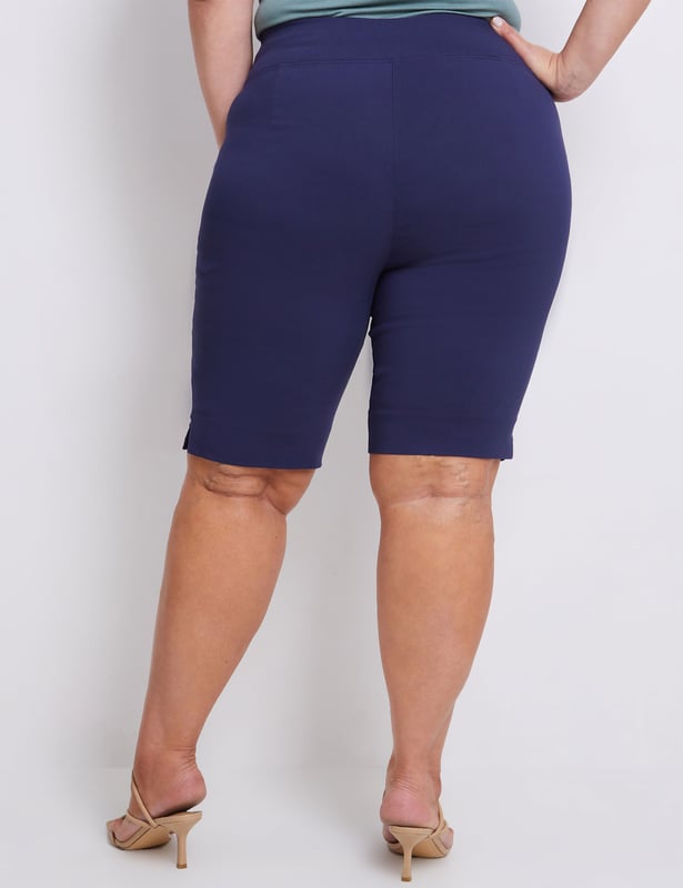 Navy blue knee length shorts sales