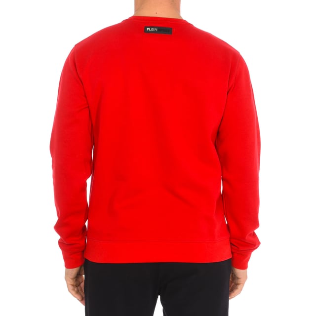 Sweatshirt Plein Sport.
 Ribbed crew neck.
 Brand print on the front.
 Ribbed cuffs and waistband.
 Seams seen in tone.
 Composition: 52% Cotton, 48% Polyester
 Care:
Wash at maximum temperature 30º.
 Iron at medium temperature.
 Do not use bleach.
 Do not use dryer.
 Do not dry clean.
