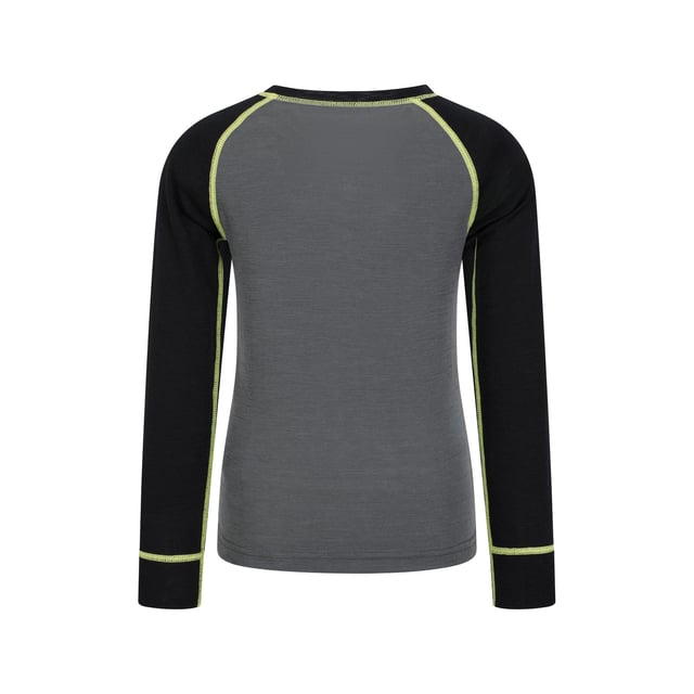 Material: Merino Wool. Design: Contrast Detail. Neckline: Crew Neck. Sleeve-Type: Long-Sleeved, Raglan. Fastening: Pull-On. Fabric Technology: Anti-Bacterial, Breathable, Lightweight, Moisture Wicking. 180gsm. Contents: 1 T-Shirt, 1 Trousers.