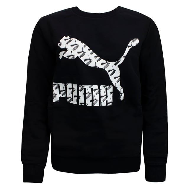 Puma Logo Crew Füllung Sweatshirt Grafikpullover Schwarz - Herren