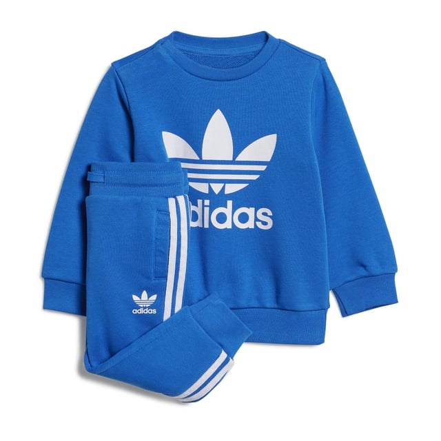 Dress them up in iconic sporty style. A big contrast Trefoil logo and 3-Stripes give this infants' outfit an authentic look. Both pieces are made of a cosy  soft French terry. Hidden shoulder snaps on the sweatshirt make it easy to slip on and off.Ribbed crewneckLong sleeves with ribbed cuffs; Ribbed pants cuffsRegular fit is not tight and not loose  the perfect in-between fit70% cotton  30% polyester (recycled)