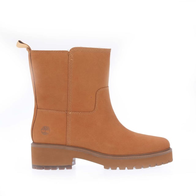 Womens Timberland Carnaby Cool Mid Warm Lined Boots in wheat.- Leather and Suede upper.- Pull-on style with dual stretch gore.- Lightweight OrthoLite footbed.- ReBOTL fabric lining containing at least 50% recycled plastic.- Ground-contact midsole of EVA-blend foam for high-rebound cushioning.- Rubber sole.- Ref: CA5VR8