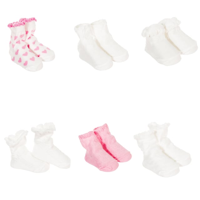 Pack of 6 Le Petit Garçon socks.
 - Star print.
 - Polka dot print.
 - Striped print.
 Made for babies 0-6 months.
 Anti-pressure cuffs.
 Composition: 73% Cotton, 18% Polyester, 7% Nylon, 2% Elastane
 Care:
- Wash maximum at 40ºC.
 - Do not iron.
 - It is not allowed to use a dryer.
 - Do not use bleach.
 - Does not support dry cleaning.
