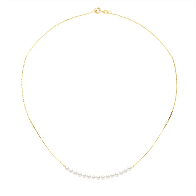 Necklace Curb Chain Pearls - 15 Real Cultured Freshwater Pearls Round 3 ...