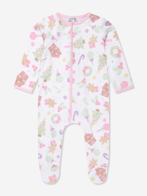 Introducing Magnolia Baby's exclusive Baby Girls Sweet Gingerbread Babygrow in Pink, a sublime addition to your Baby_Girls' wardrobe. Rendered in an elegant White hue, this piece exudes charm and style. Key features:  Whimsical Design: Featuring a delightful gingerbread print, this top adds a fun, chic vibe to your little one's outfit.  Comfy &amp; Cosy: Made from luxe materials, ensuring optimum comfort for your child's day-to-day escapades. Upgrade your Baby_Girls' attire with this elegant Babygrow from Magnolia Baby. Act fast, let your baby girl dazzle in this superior piece!