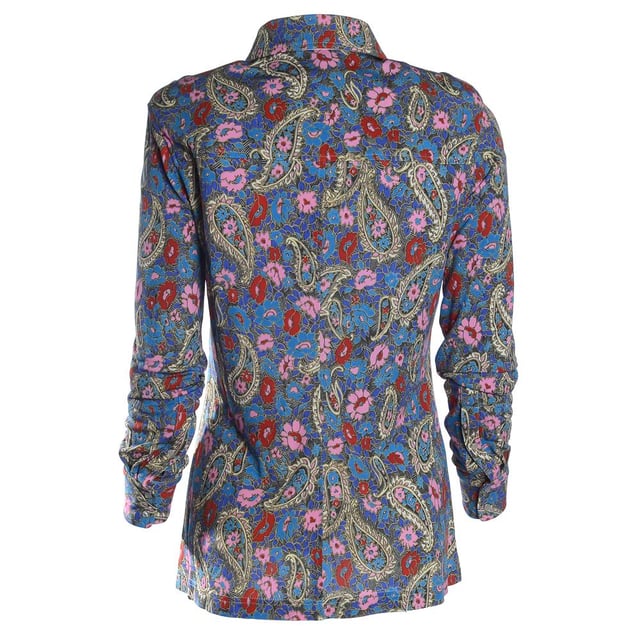 100% Viscose. Button Up. Long Sleeved, Collar.