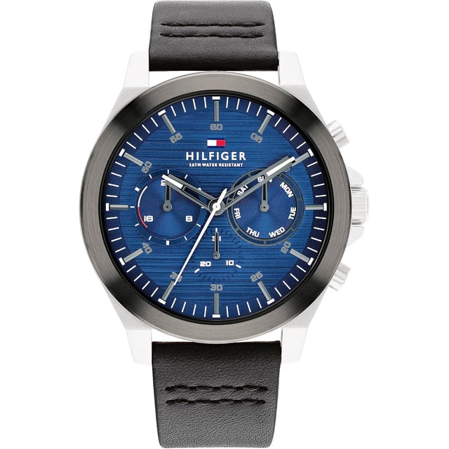 Tommy Hilfiger 1710523 - Damenuhr Quarz aus Edelstahl• Material: Edelstahl• Glas: Mineral• Armband: Leder• Farbe: Grau• Wasserbeständigkeit: 50 m (5 ATM)• Gehäusegröße: 44 mm