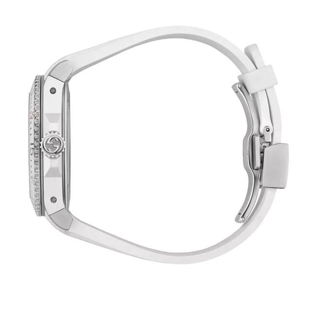 Manufacturer Product Number: YA136337Category: WatchesBrand: GUCCIWatch Markers: DotsWater Resistant: 200 MetresRecipient: UnisexMovement: QuartzCase Material: Stainless SteelDial Colour: GreyStrap Material: SiliconeDiameter: 40mmBrand Collections: Gucci Dive