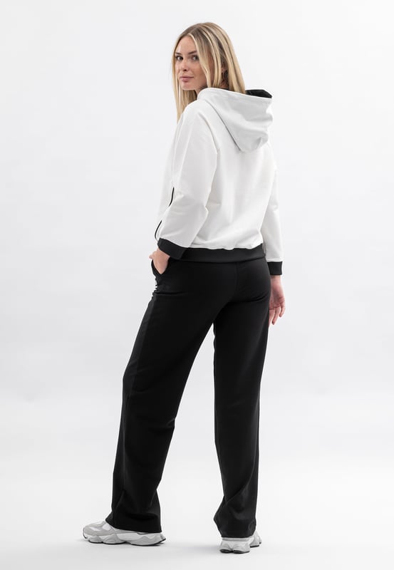 Tom Barron Damen-Hoodie mit Stickerei und geripptem Trainingsanzug-Set mit Seitenbesatz