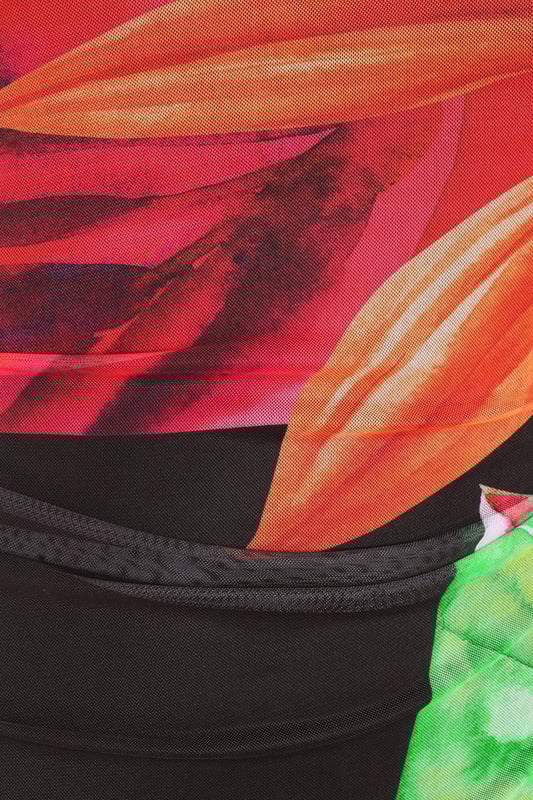 - Mesh finish - Tropical print - High neckline - Bodycon fit - Model height: 5 8" - Model wears uk 18 / us 14 / eur 46 - Always check the care wash label. cool hand wash with mild detergent
