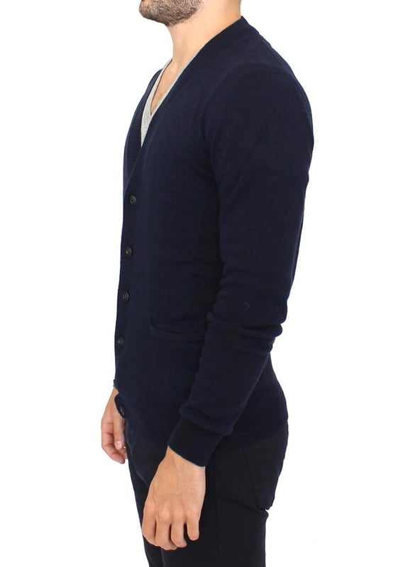 Brand: ERMANNO SCERVINO
  Color: Blue
  Style: Cardigan Sweater
  Material: Wool blend
  Logo detailing
  100% authentic with tags
  Perfect addition to any gentlemans wardrobe