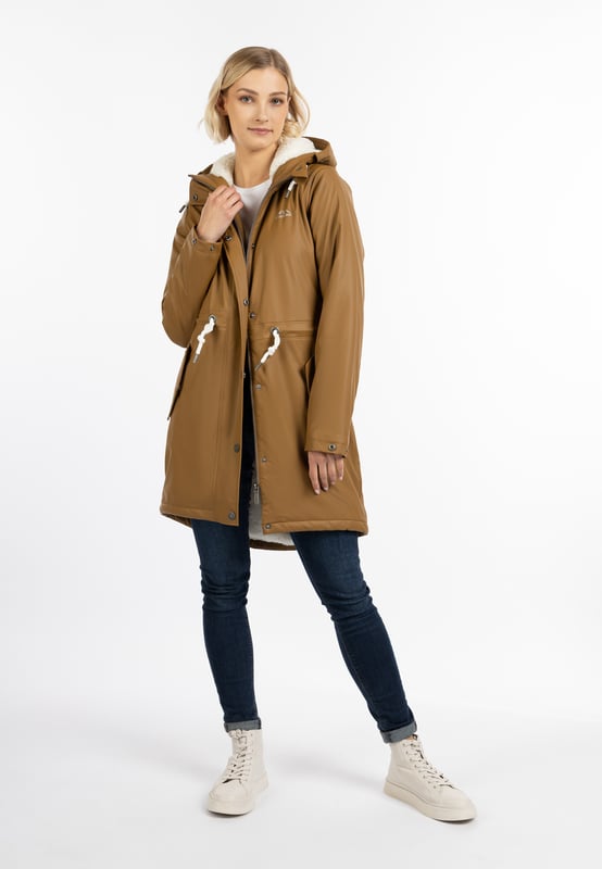 ICEBOUND Regenmantel mit Teddyfutter Damen Dunkelsand