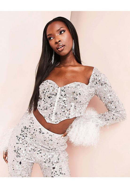 Asos sequin clearance crop top