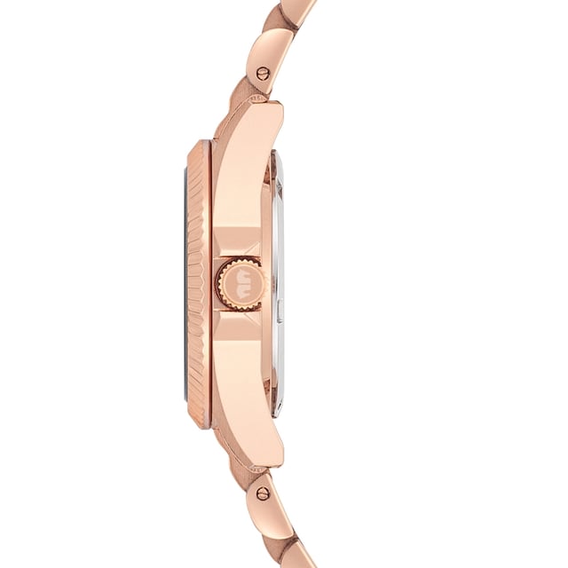 Are you looking for a women's watch that connects timeless look with the quality standards of the old watchmaker's craft? Then this model of the Rhodenwald & Sons label is the perfect choice. The clock manufacturer designs stylish and sustainable masterpieces for all generations: the timepiece enthusiastically with a tidy dial made of mother-of-pearl, simple barnice, obélisque devices and a grooved bezel. The satined stainless steel case with IP finishing in rose gold and a tuned link bracelet made of stainless steel fit harmoniously into the design concept. A precise quartz clock, a screwed housing floor and water resistance up to 5 ATM complete the equipment.