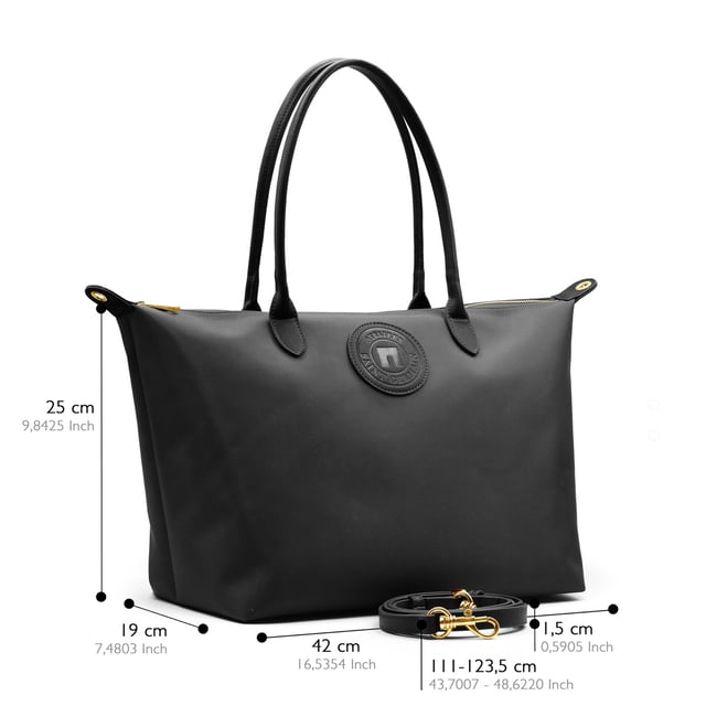 Shopper shoulder bag - Zipped closure - Inside storage - Inside zipped compartment - Inside laptop and key pockets - Inside fabric lining - ATELIERS SAINT GERMAIN logo - Grain Leather and Recycled Canvas look finish