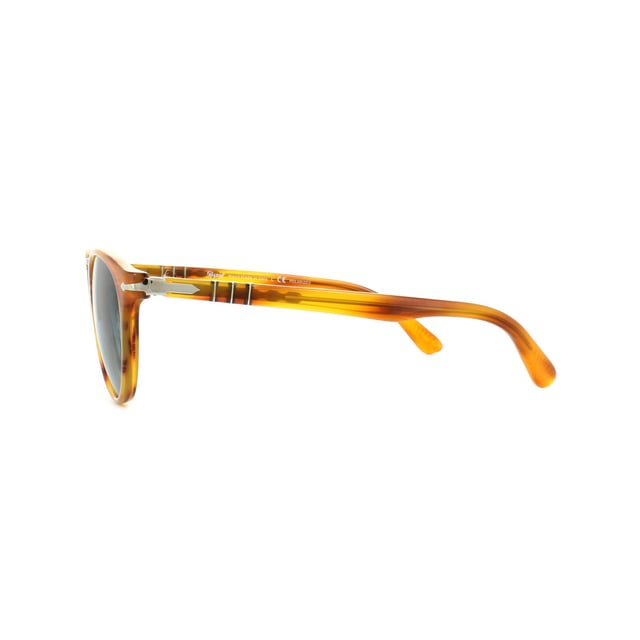 Persol Sunglasses 3108 960/S3 Striped Brown Blue Polarized 49mm takes its inspiration from that ultimate retro throwback, the typewriter. Rivets represent keys, Typewriter edition is stamped in the interior with classic American Typewriter font, and an impression of the lines of the type bars are subtly carved on the temple tips interiors. The style is completely retro with the round shape and classic metal bridge for a truly unique look.