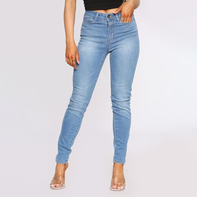 Enzo Womens Skinny Stretch Jeans, Slim Fitted Jeans With Faded Detail to Leg, Featuring 2 Front Pockets, 2 Back Pockets and 1 Coin Pocket, Zip Fly Fastening, 98% Cotton, 2% Elastane, Ideal for casual wear
