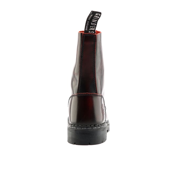 The Stag ACS, a celebrated staple of Grinders' original lineup, has maintained its status as a best seller with its 2015 update. This updated model features a 10-eyelet lace system for a secure fit and is reinforced with a steel toe cap certified to EN ISO 20345:2011 SB standards for enhanced safety. The boot's padded insole provides added comfort, while its durability is assured by a chunky, oil-resistant rubber sole that is Goodyear welted for long-lasting wear. Additionally, the Stag incorporates Grinders' Air Cushioned Soles (ACS) for superior comfort. A branded pull loop at the boot's opening ensures ease of wear and removal. 10 Eyelet Derby Boot, Steel Toe (Certified EN ISO 20345:2011 SB), Goodyear Welted, Grinders’ Air Cushioned Soles (ACS), Leather Uppers