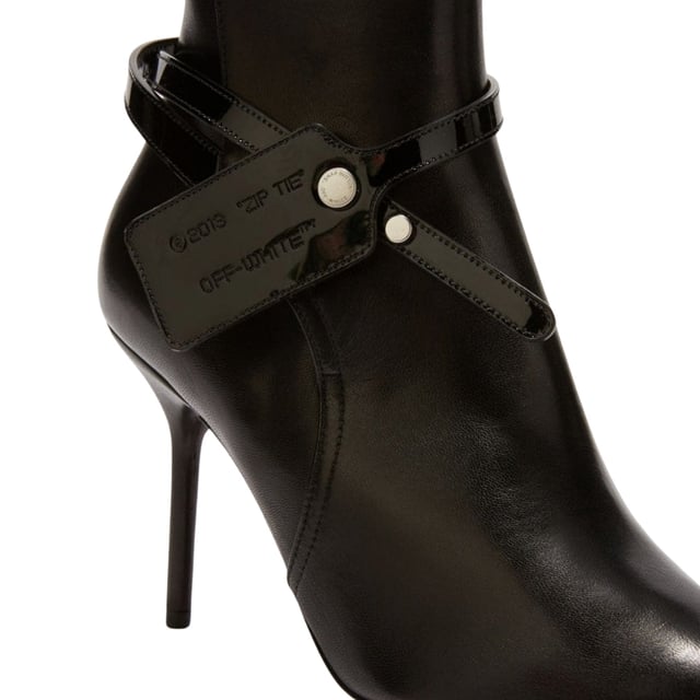 Nappa Calf Zip Tie Ankle Boot Black, Made In Italy, Zip Fasten, Black Boot Style Heel, 100% Leather