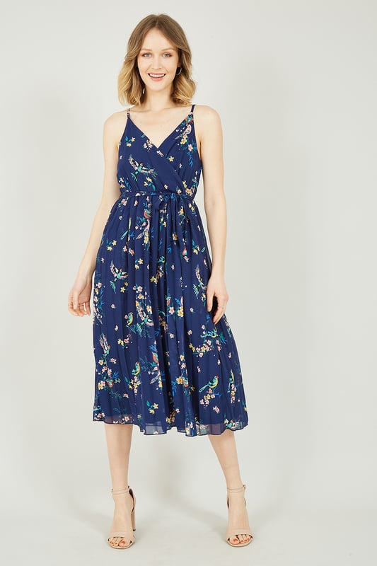 Bird print midi dress top