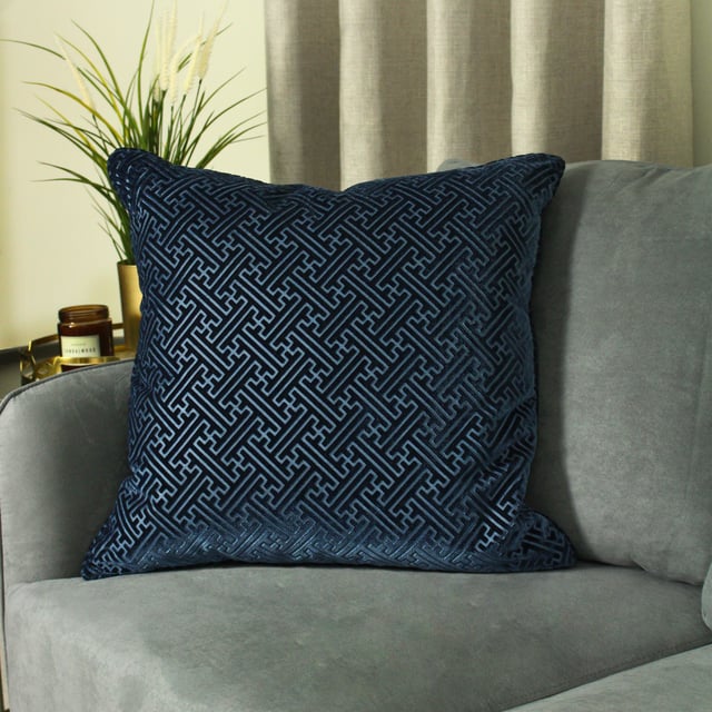Paoletti Florence Embossed Velvet Geometric Cushion Cover