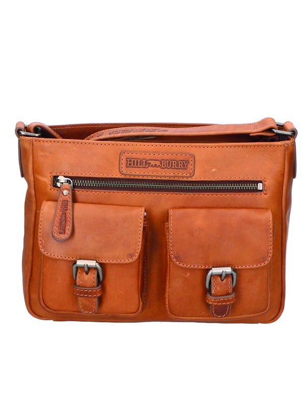 Bolso de hombro de doble compresión unisex. Producto artesanal en cuero de ternera ganado real.