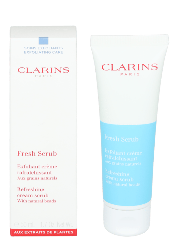 Clarins Fresh Scrub Refreshing Cream Scrub is a refreshing, cream based facial scrub that helps dehydrated skin by removing dead skin cells and to boost the skins ability to retain water. Enriched with Organic Leaf, this face scrub will leave your skin feeling and looking soft and radiant.
