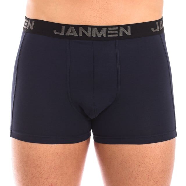 Pack-3 Boxers JanMen.
 Elastic rubber waistband with embroidered brand name.
 Breathable fabric.
 Anatomical front with the ability to hold without squeezing.
 Seams seen in tone.
 Composition: 92% Cotton, 8% Elastane
 Care:
Wash at maximum temperature 30º.
 Do not use bleach.
 Do not use dryer.
 Do not iron.
 Do not dry clean.
