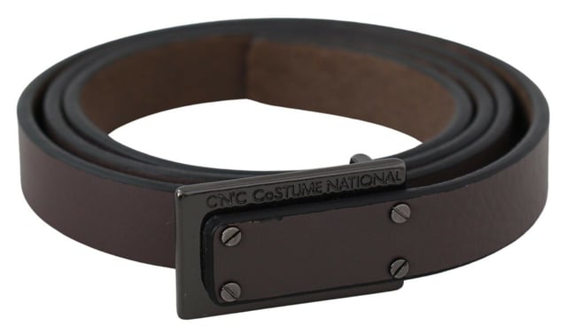 Costume National Brown Leather Tactical Logo Buckle Dark