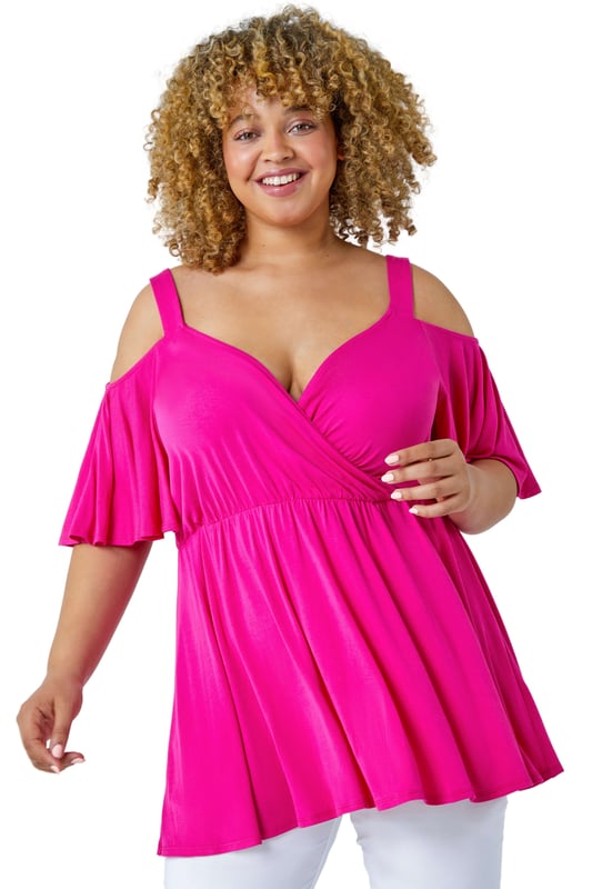 Curve Cold Shoulder Wrap Top