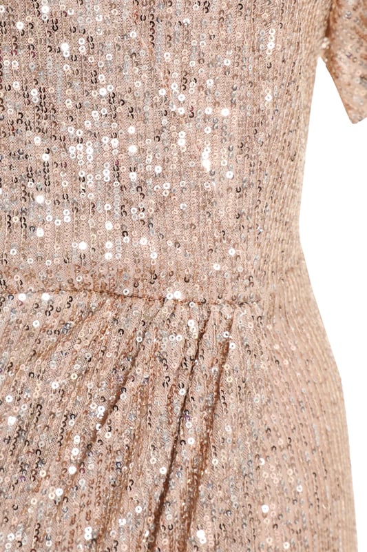 Sequin Wrap Dress Champagne main image 1