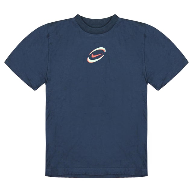 Nike Logo Crew Neck Short Sleeve Cotton Top Navy Boys Casual T-Shirt 463350 451