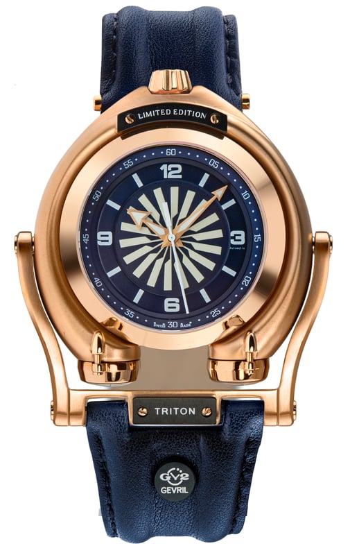 GV2 Triton Men s Blue Dial Calfskin Leather Watch