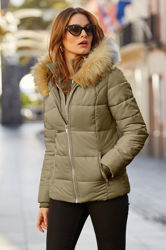 Silver coat discount with fur hood