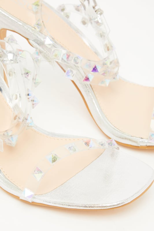 Studded clear heels shop