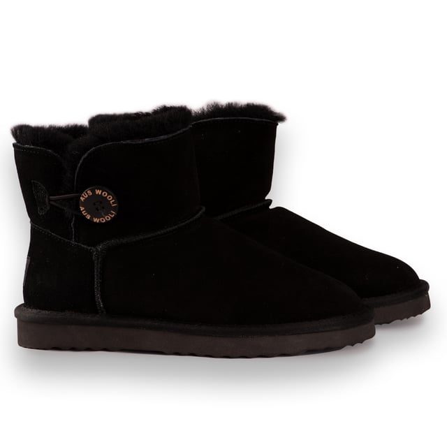 Button featured sheepskin boot – easy to slip on

Full leather Suede upper -Water Resistant
Soft premium genuine Australian Sheepskin wool lining 
Sustainably sourced and eco-friendly processed 
Unisex boots – button trim for that extra fashion kick 
Rubber High-density EVA blend outsole - making it lighter, softer and more durable 
Double stitching and reinforced heel 
Sheepskin breathes allowing feet to stay warm in winter and cool in summer 
100% brand new and high quality, comes in a branded box, suitable for a gift