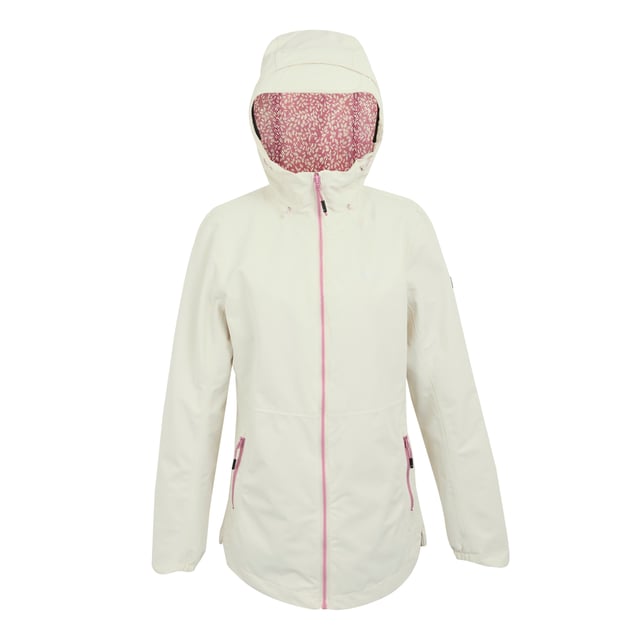 100% Polyester. Voering: Mesh, Bedrukt. Stof: structuur. Ontwerp: Logo, Effen, Tekst. 118gsm. Stoftechnologie: Ademend, Duurzaam Waterafstotend Afgewerkt, Isotex 10000, Waterdicht, Winddicht. Manchet: Gebogen, deels elastisch. Halslijn: Kapitein. Mouwtype: Met lange mouwen. Getapete naden. Kap Kenmerken: Op de kap gegroeid, Technisch, Knevelversteller, Bedrade piek. Zakken: 1 binnenzak, 2 zijzakken, ritssluiting. Bevestiging: Volledige ritssluiting. Waterdichte classificatie: 10000mm. 10000g/m²/24hrs. Zoom: Schokkoordzoom. 6 VK: 30 in. 8 UK: 32 in. 10 VK: 34 in. 12 VK: 36 in. 14 VK: 38 in. 20 VK: 45 in. 22 VK: 48 in. 24 VK: 50 in. 18 VK: 43 in. 16 VK: 40 in.