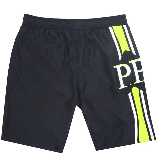 Bañador negro con logo de calavera PP de Philipp Plein. Bañador negro con logo de calavera PP de Philipp Plein. Cintura elástica. Cierre con cordón de la marca. Estilo bañador largo. Código de producto - CUPP10 L0199
