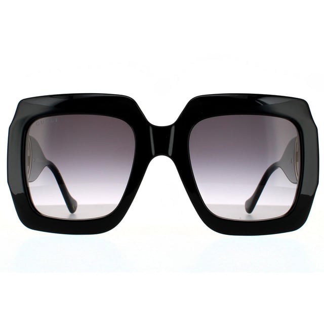 Gucci Rectangle Womens Black Grey Gradient Sunglasses